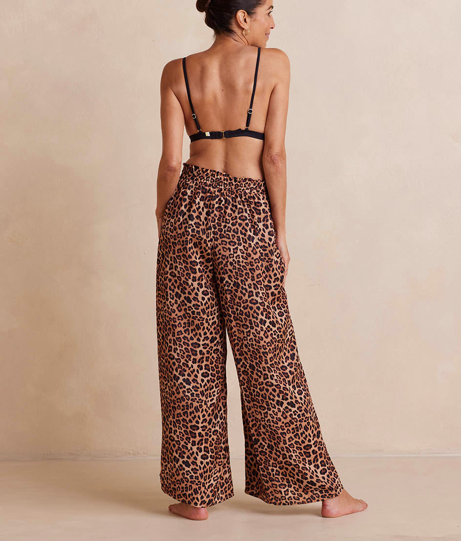 The Palazzo Pant With Ties - Leopard
