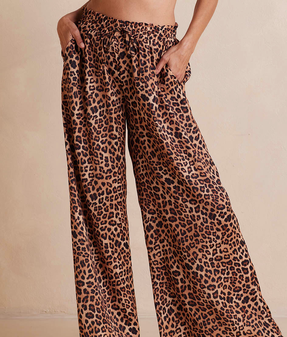 The Palazzo Pant With Ties - Leopard