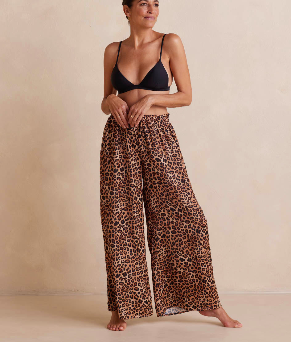 The Palazzo Pant With Ties - Leopard