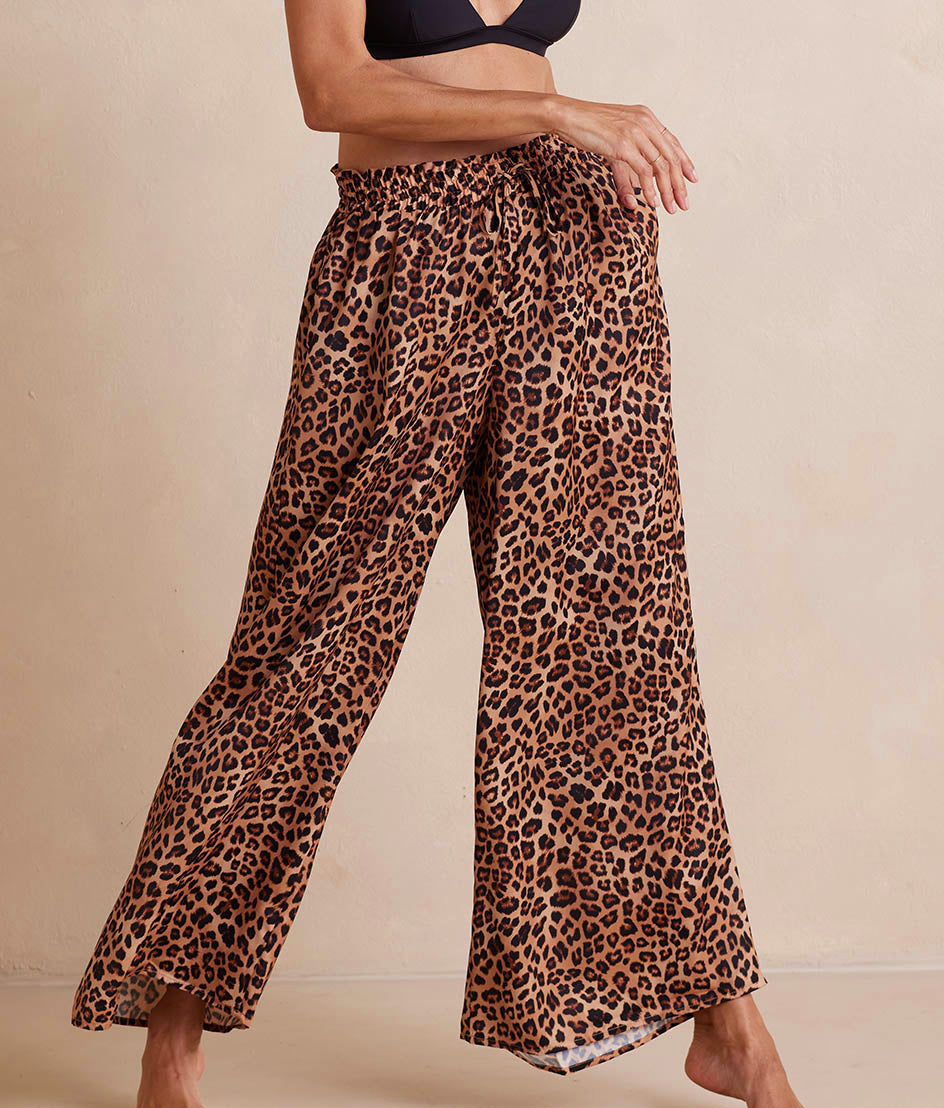 The Palazzo Pant With Ties - Leopard