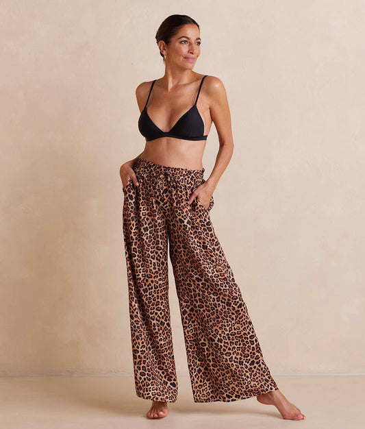 The Palazzo Pant With Ties - Leopard