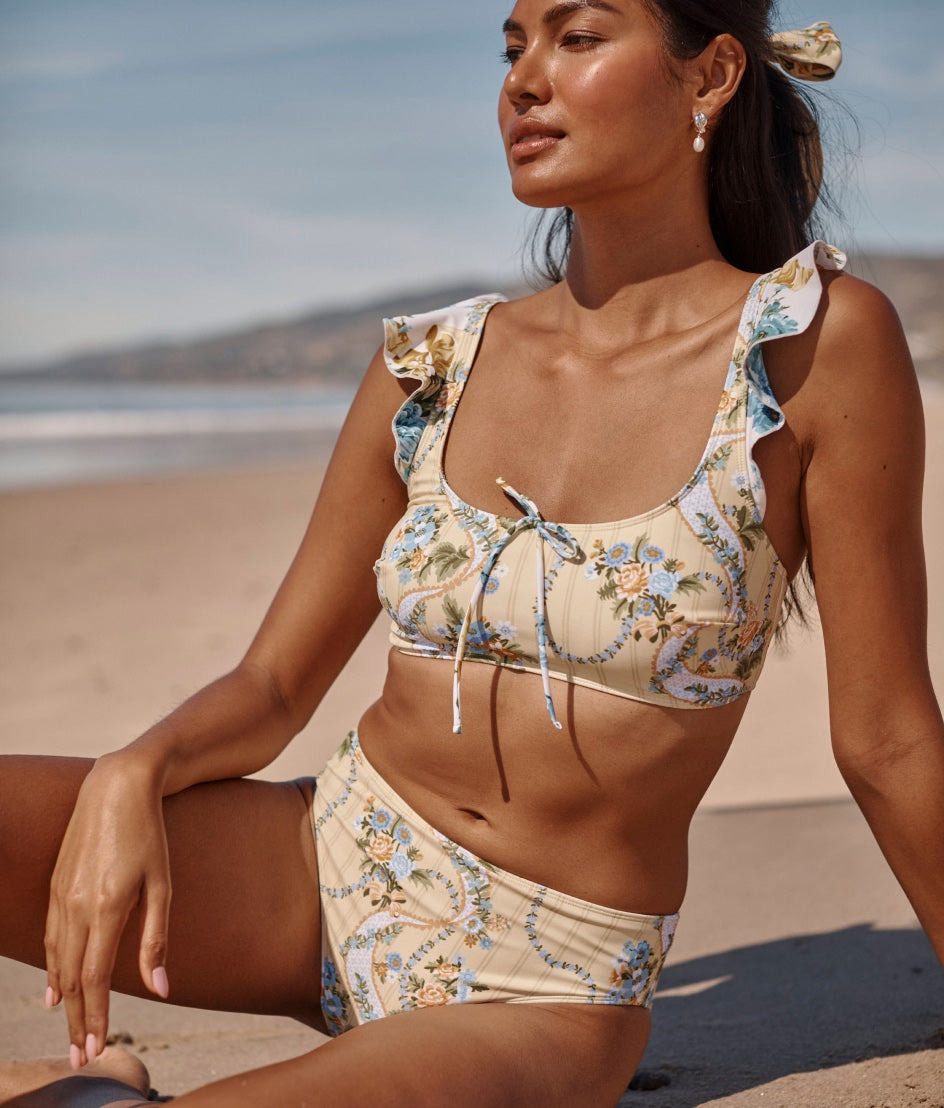 The Classic Mid-Rise Bikini Bottom - Ribbon Cascade