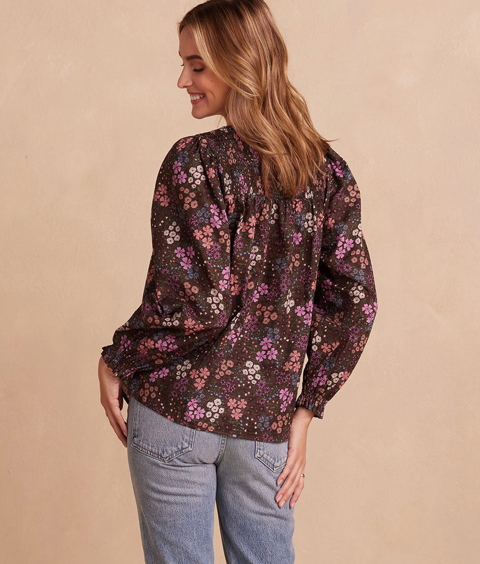 The Perfect Smocked Cotton Top - Autumn Meadow