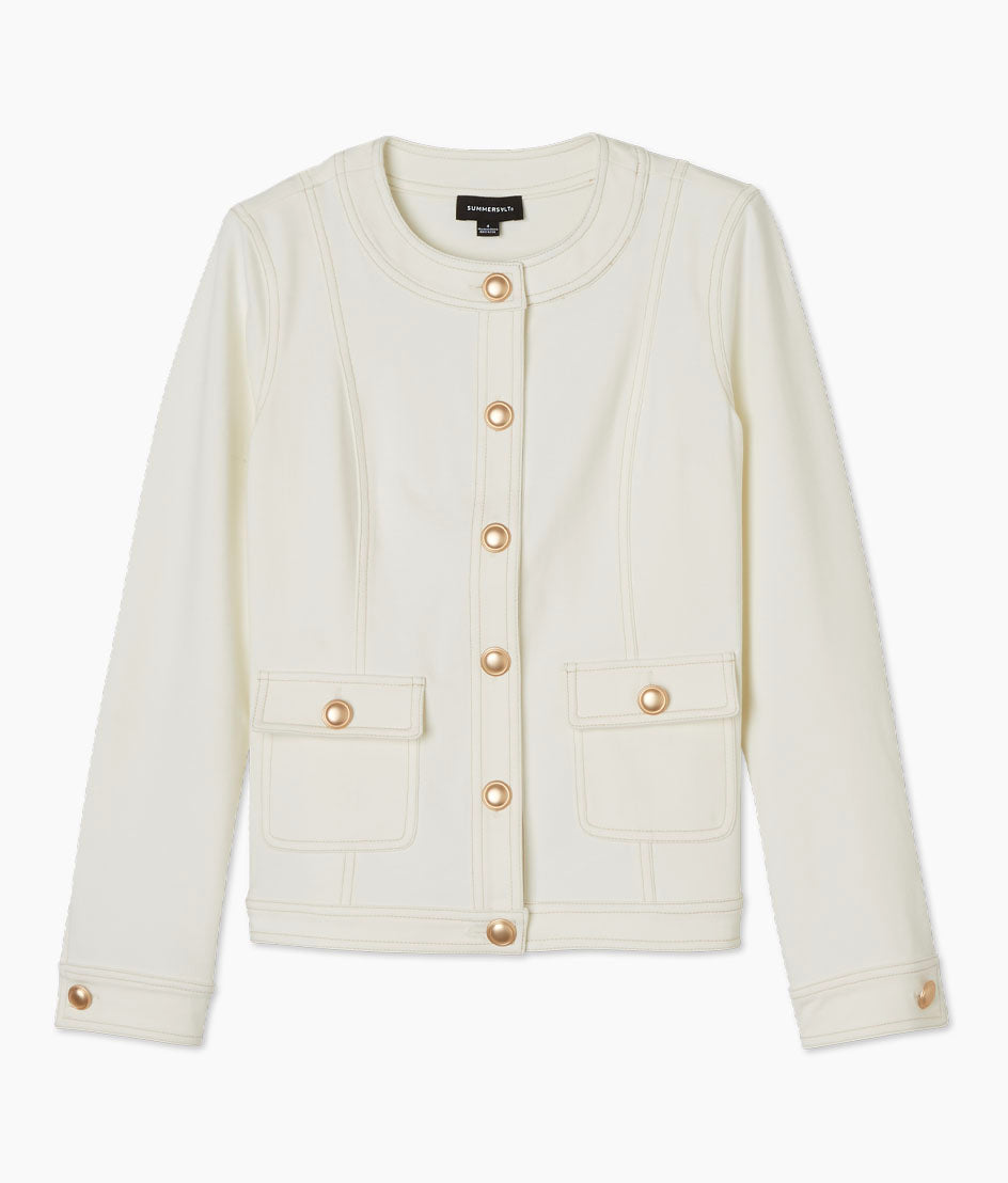 The Icon Ponte Jacket - White Sand