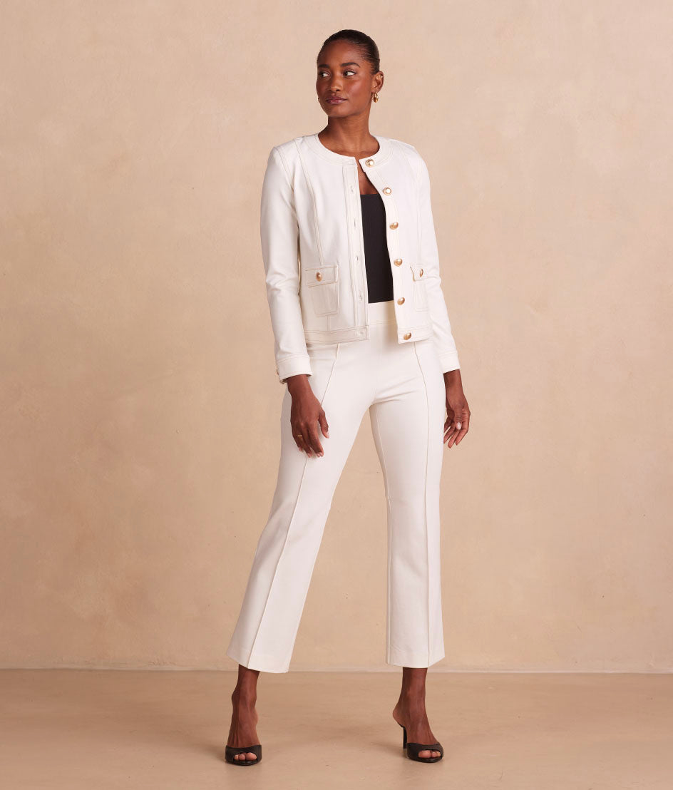 The Icon Ponte Jacket - White Sand