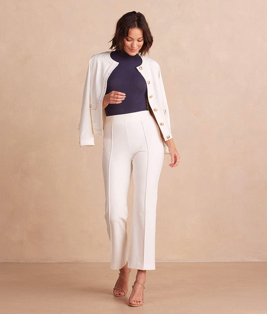 The Icon Ponte Jacket - White Sand
