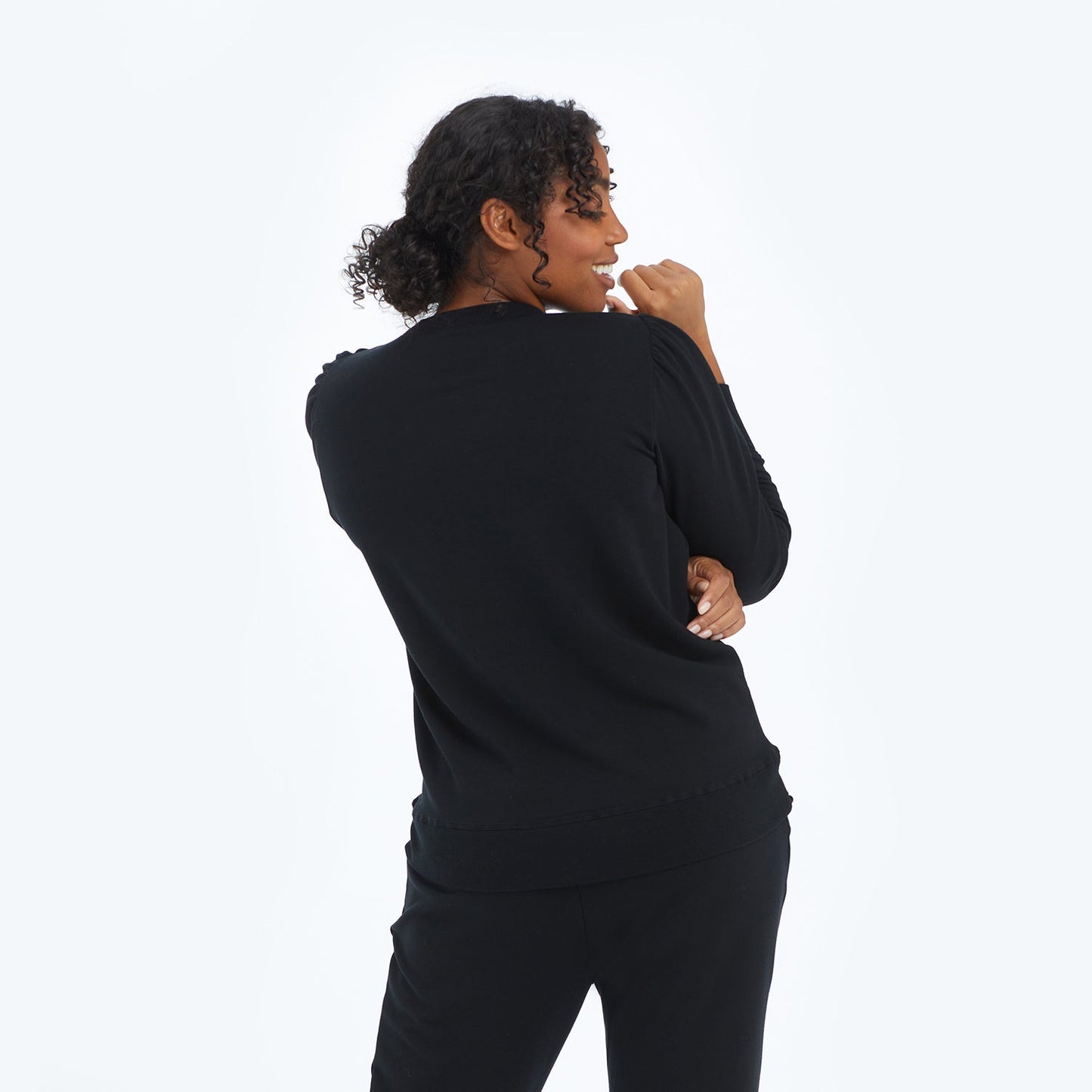 The Softest French Terry Puff Sleeve Pullover - Sea Urchin