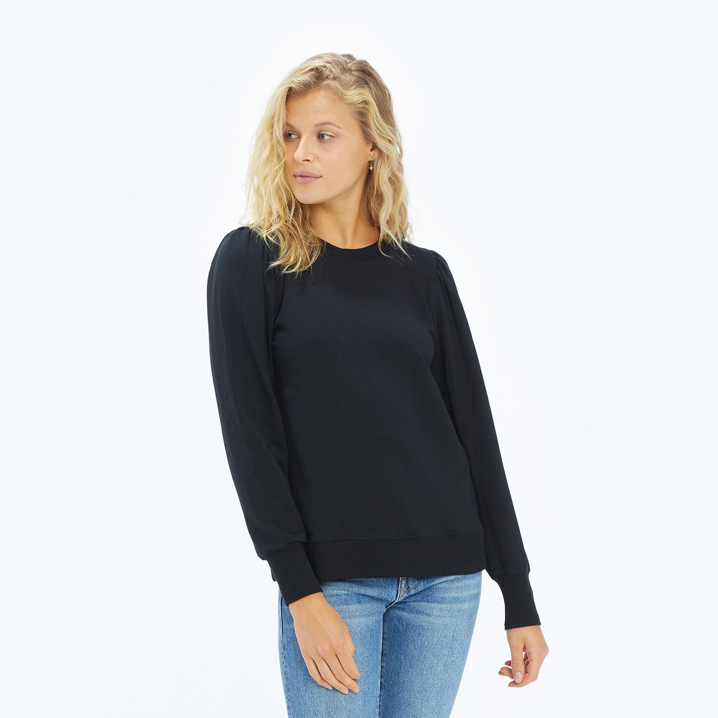 The Softest French Terry Puff Sleeve Pullover - Sea Urchin