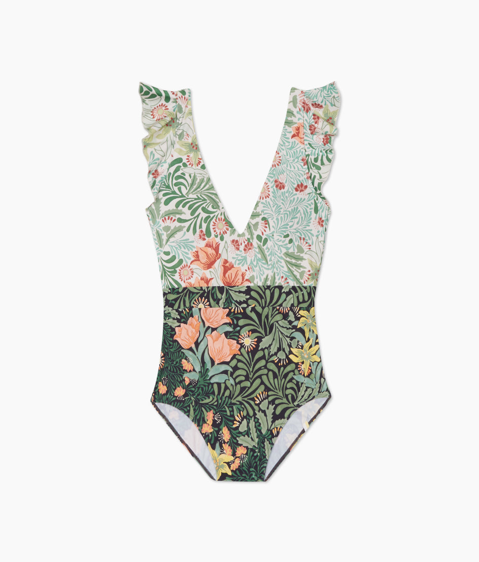 The Ruffle Backflip - Bower in Seaglass & Watermelon