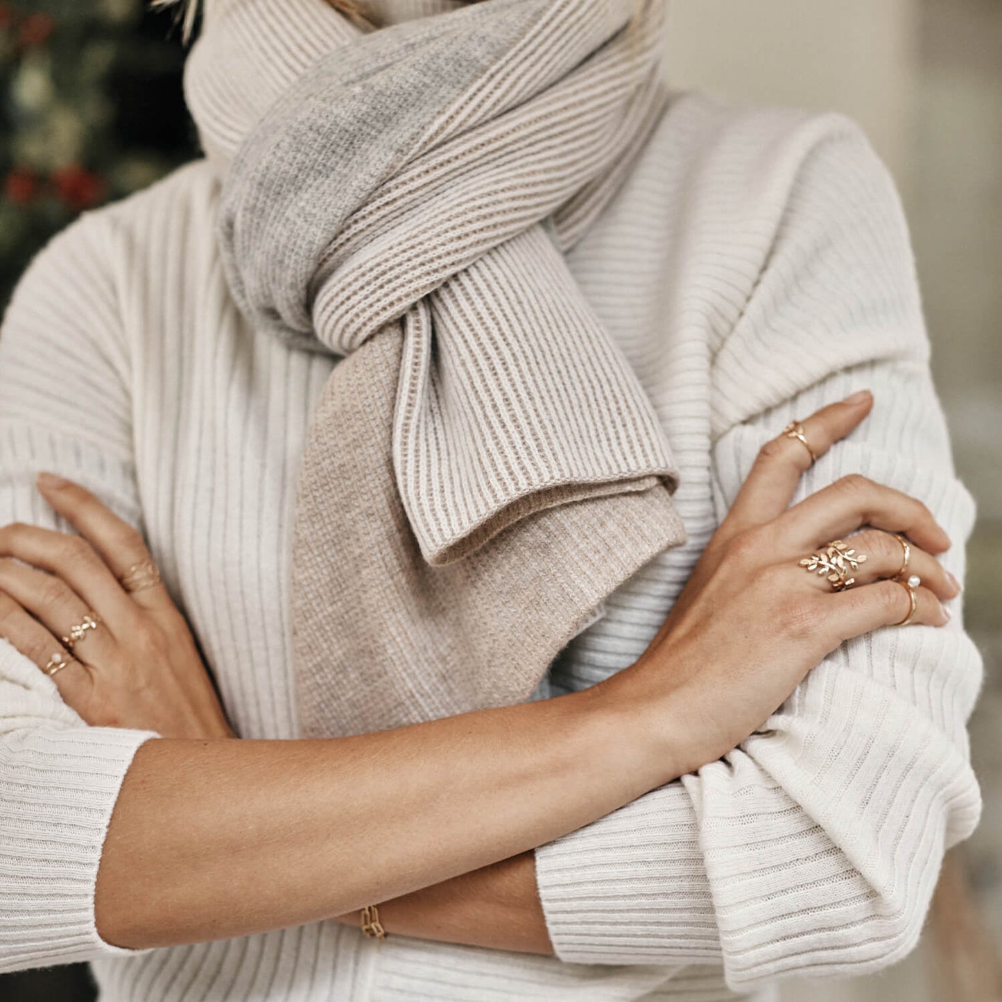 The Coziest Cashmere Blend Ribbed Scarf - Main