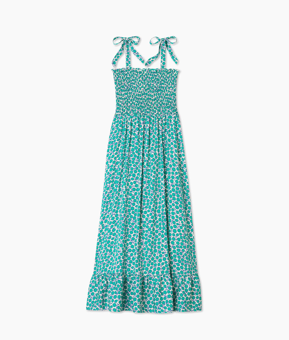 The Silky Luxe Smocked Maxi Dress - Summer Sprig in Seagreen
