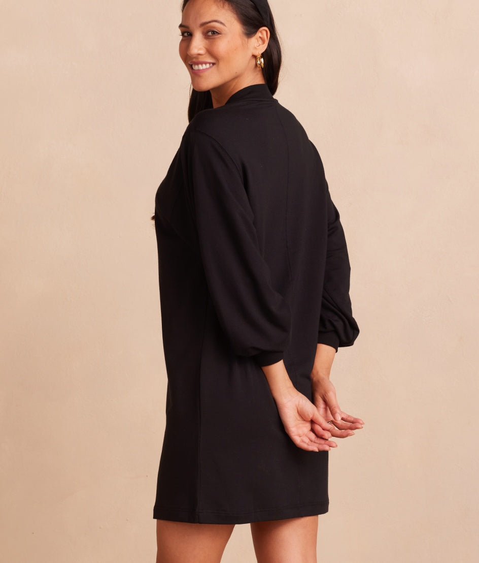 The Softest French Terry Henley Dress - Sea Urchin