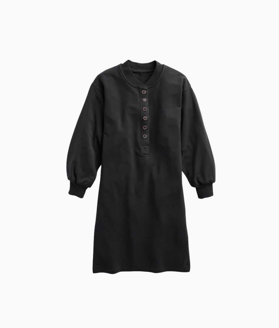 The Softest French Terry Henley Dress - Sea Urchin