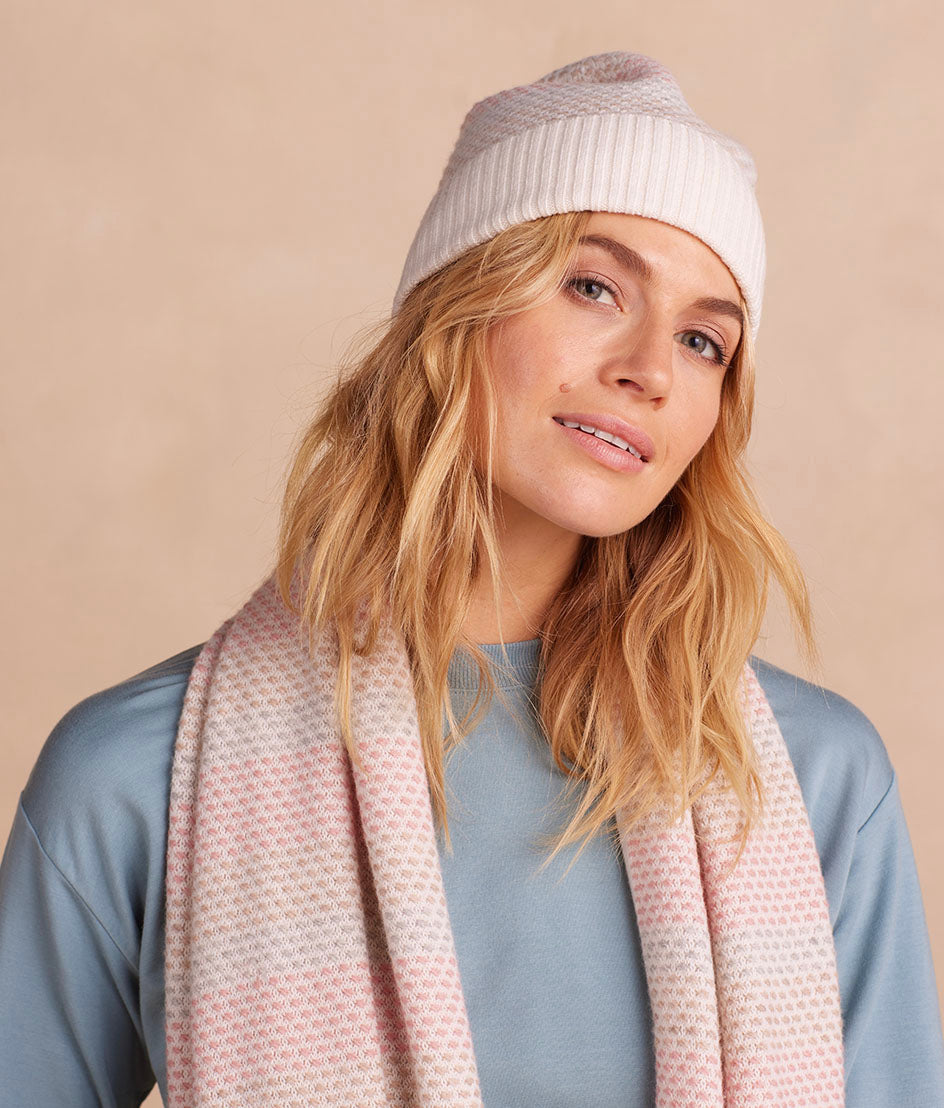 The Coziest Cashmere Blend Soft Stripe Hat - Pastel Soft Stripe