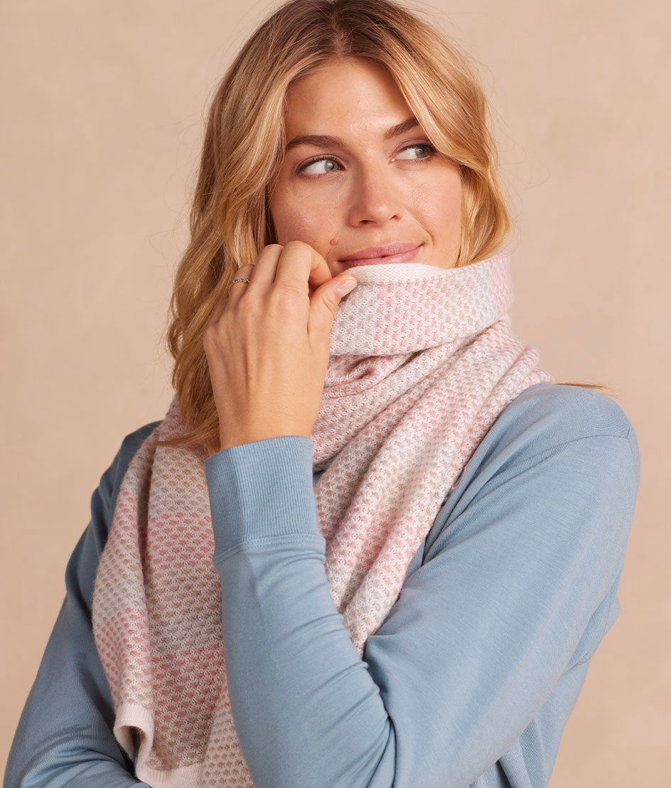 The Coziest Cashmere Blend Soft Stripe Scarf - Pastel Soft Stripe