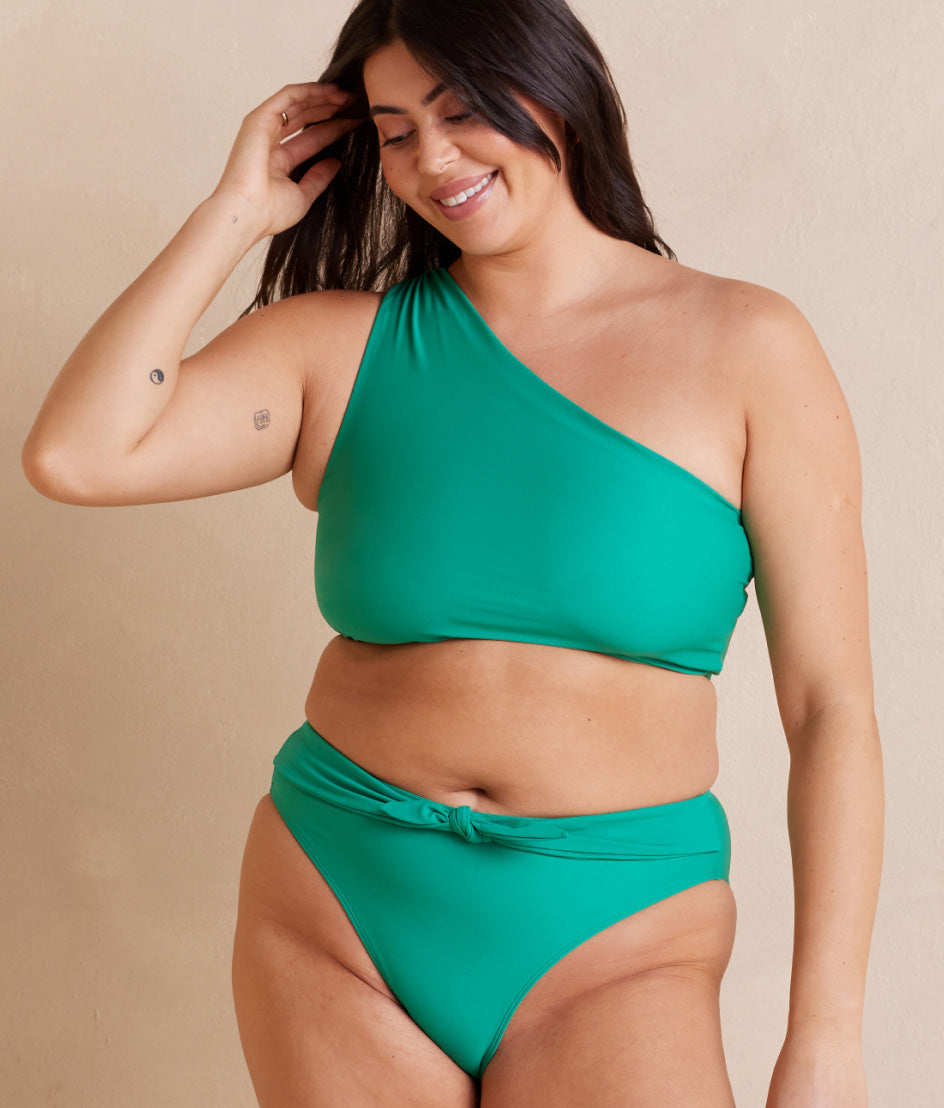 The Tie Belt High Leg Mid Rise Bottom - Seaglass