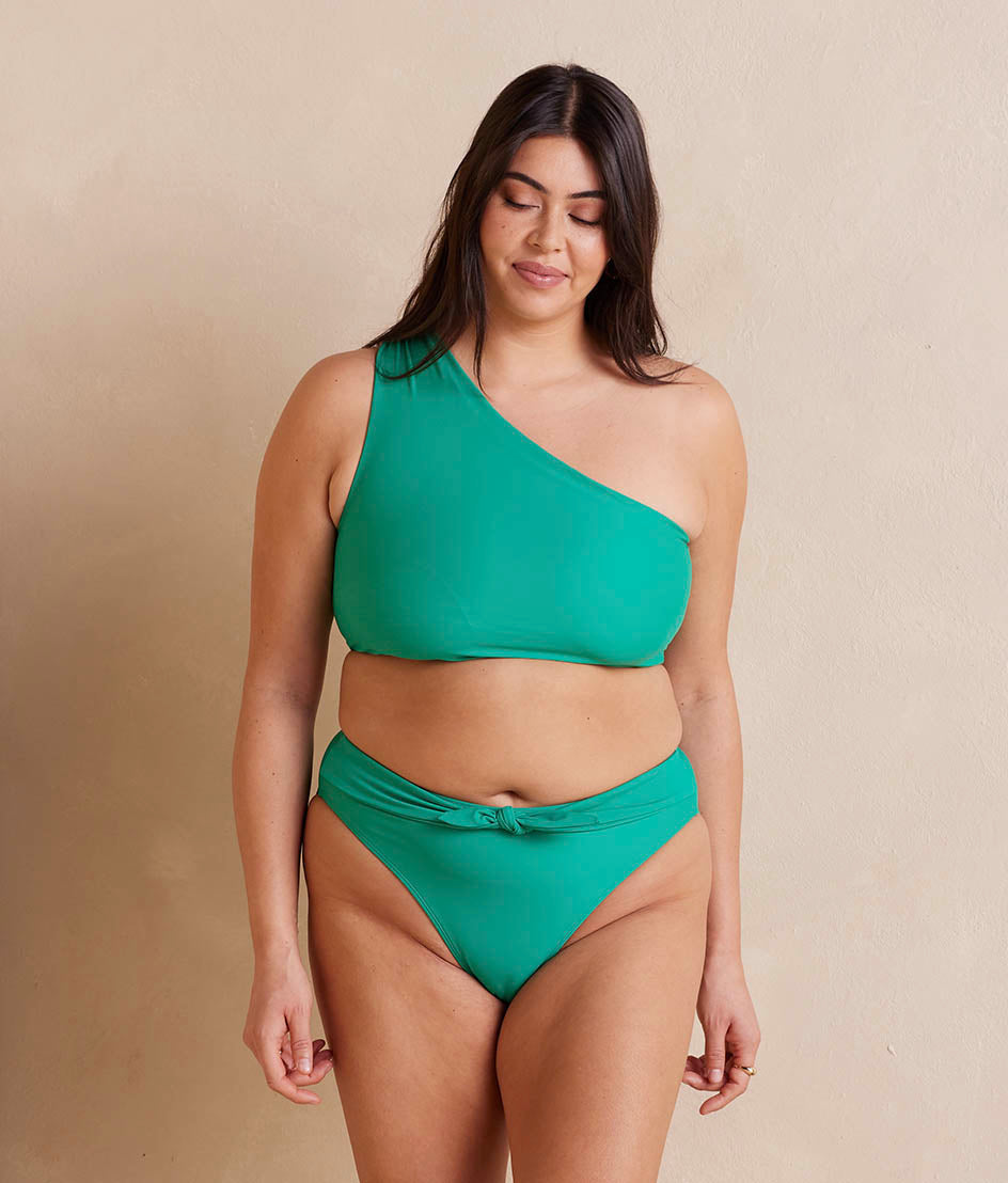 The Tie Belt High Leg Mid Rise Bottom - Seaglass