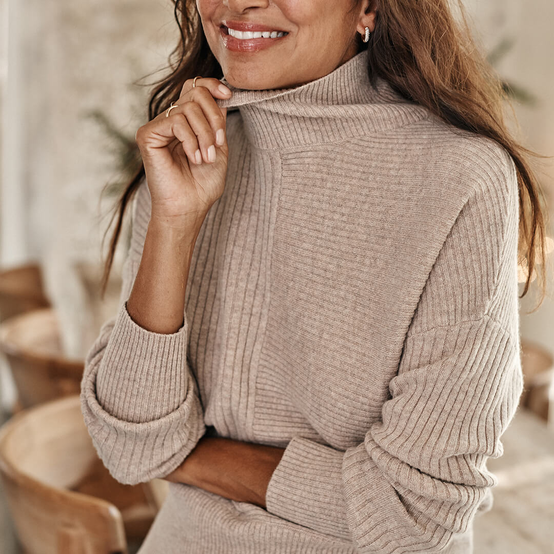 The Luxe Cashmere Blend Funnel Neck Sweater - Main