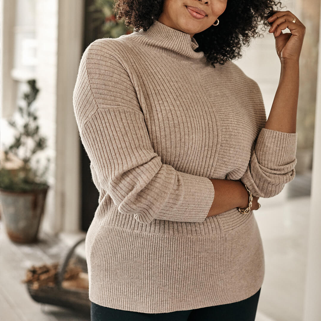 The Luxe Cashmere Blend Funnel Neck Sweater - Main