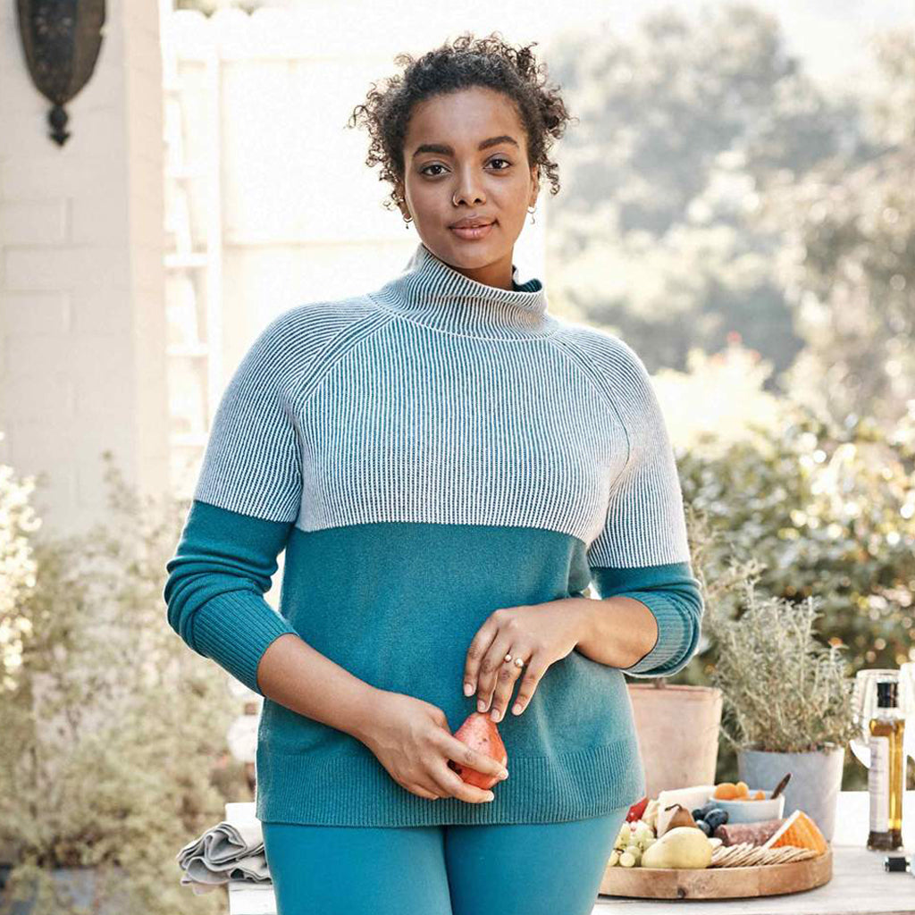The Luxe Cashmere Blend Two-Tone Sweater - Main