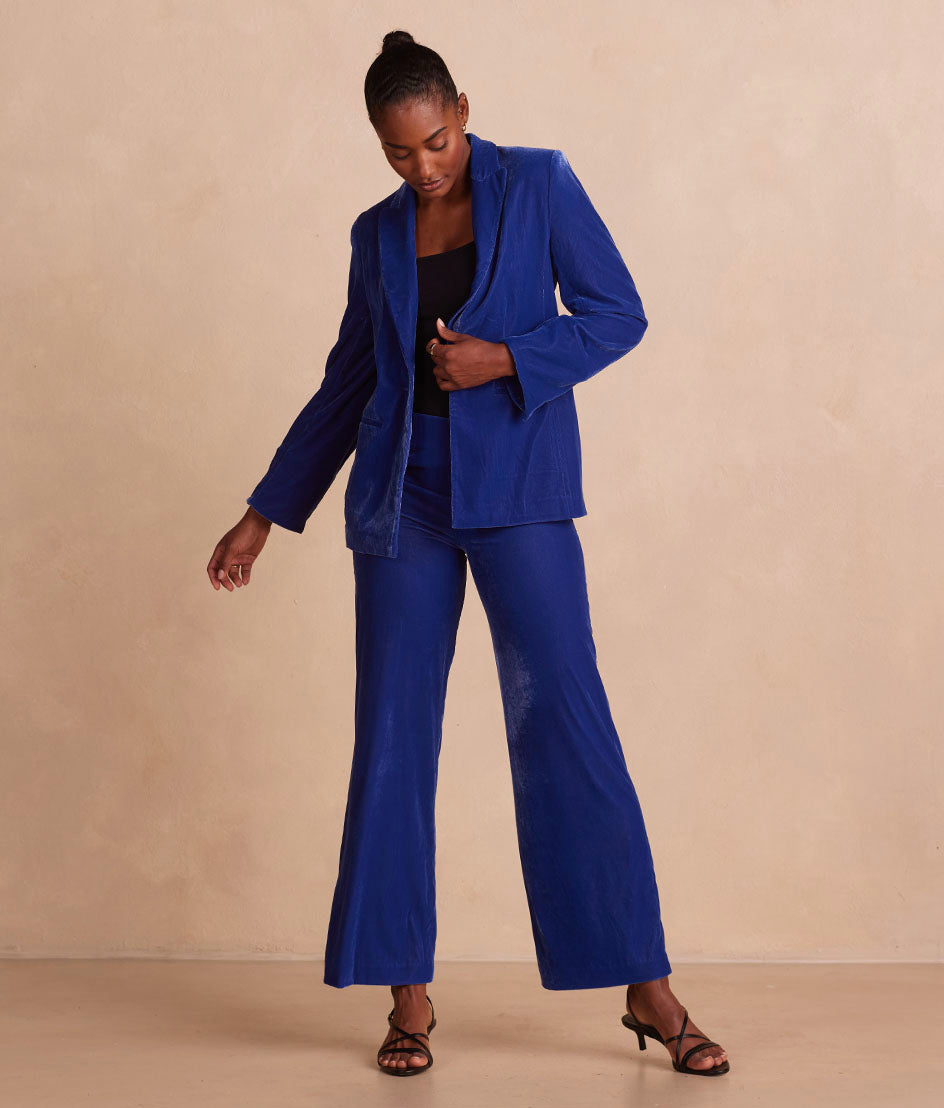 The Sustainable Velvet Collection Wide Leg Pant - Imperial