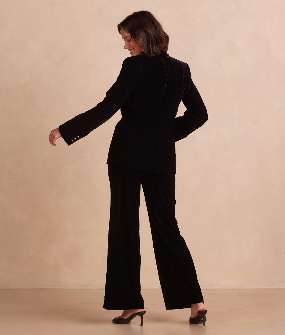 The Sustainable Velvet Collection Wide Leg Pant - Sea Urchin