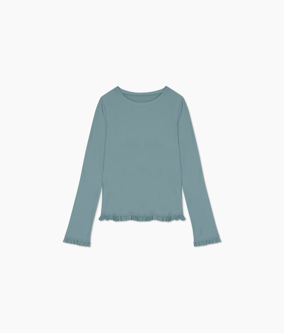 The Waterside Ruffle Rash Guard - Bluestone