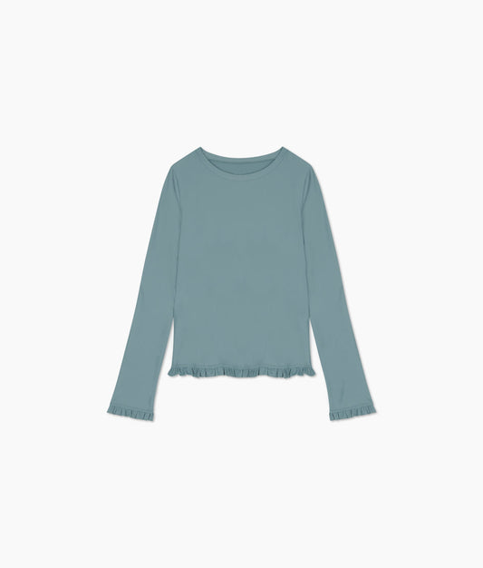 The Waterside Ruffle Rash Guard - Bluestone