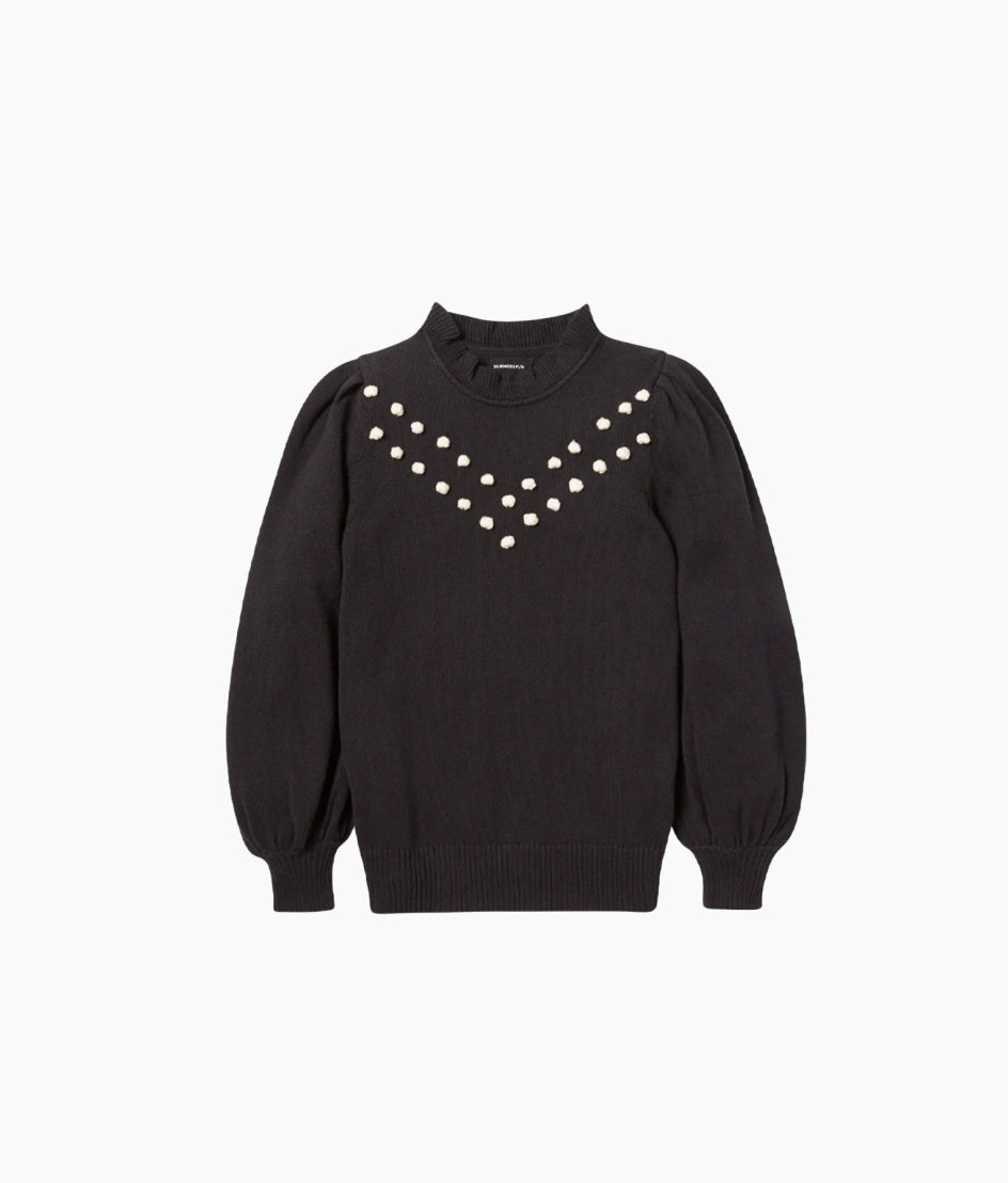 The Year-Round Balloon Sleeve Pompom Sweater - Sea Urchin