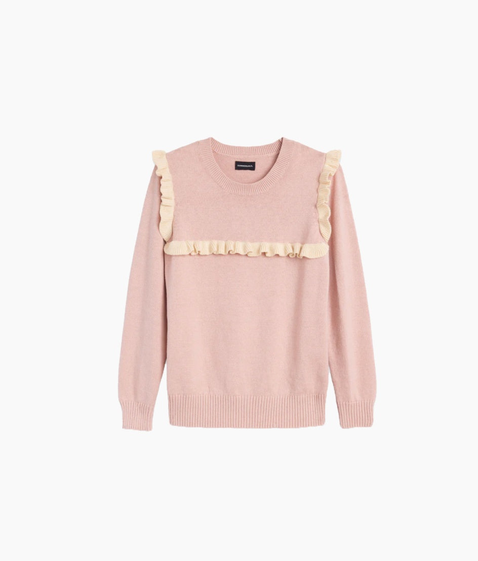 The Year-Round Crewneck Ruffle Sweater - Petal