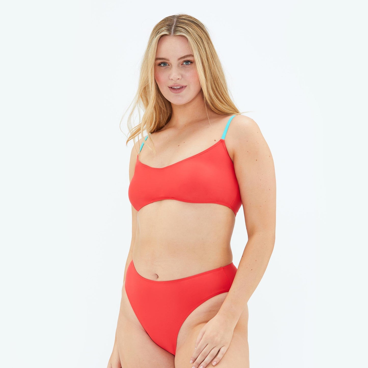 The High Leg Mid Rise Bikini Bottom - Grapefruit