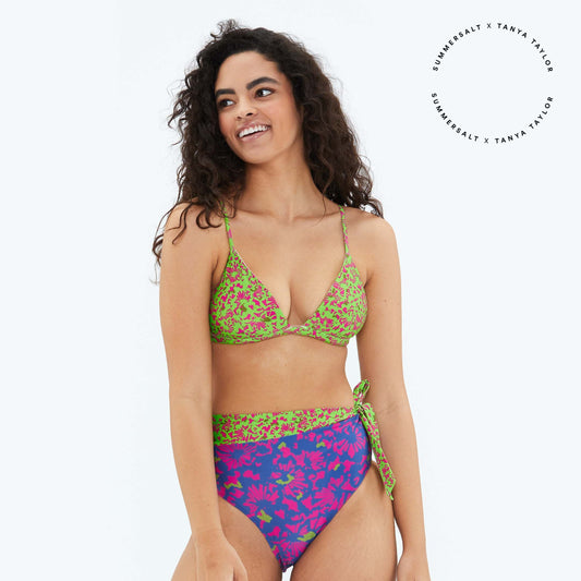 The Triangle Bikini Top - Lime Brushstroke