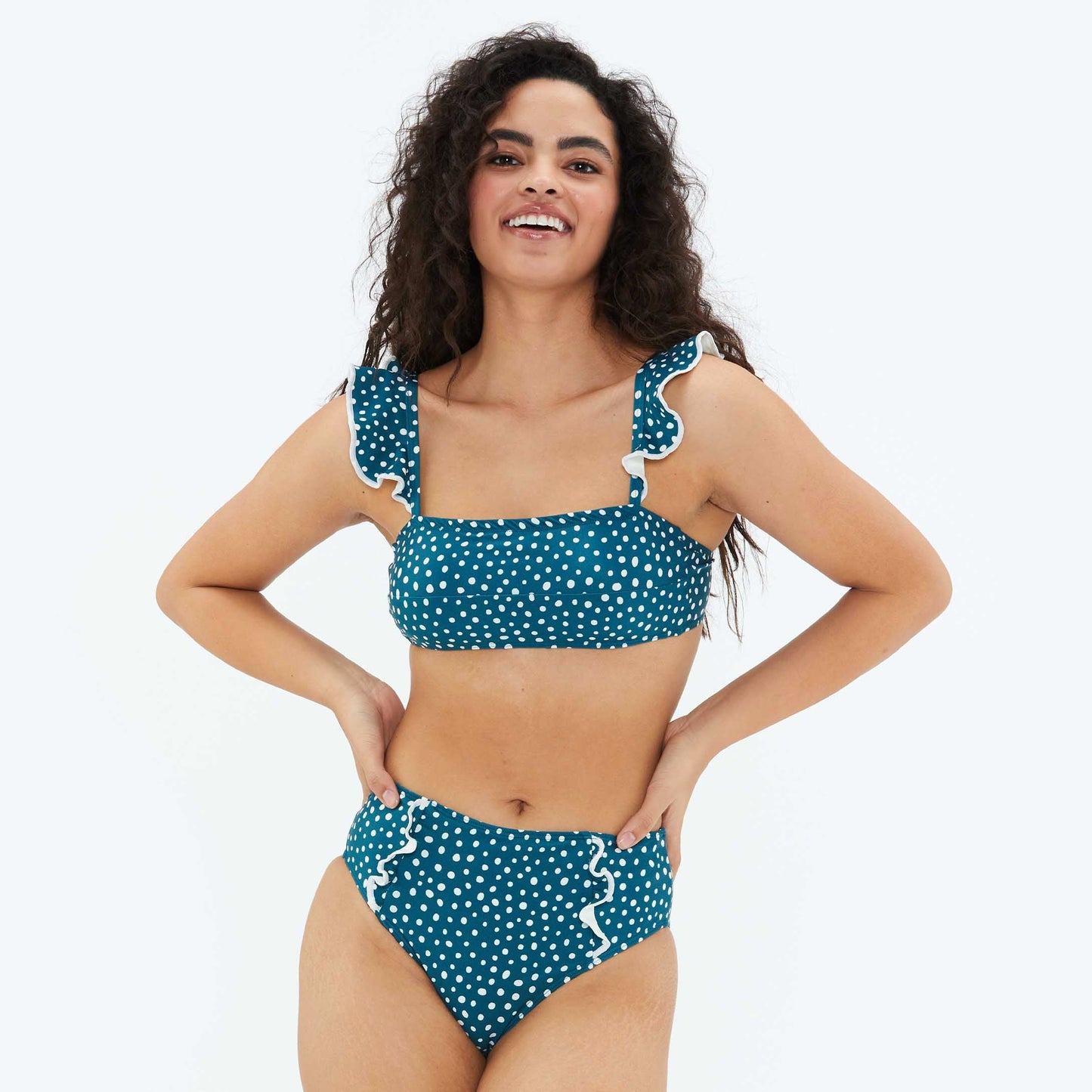 The Ruffle Oasis Bikini Top - On the Dot in Seaweed
