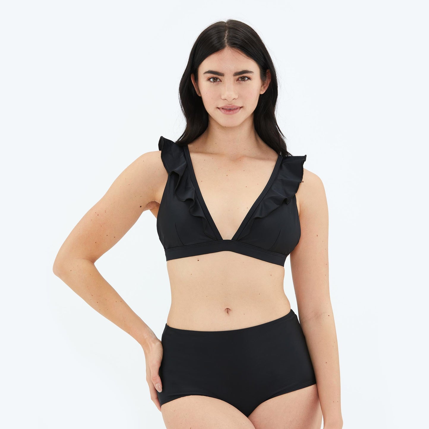 The Ruffle Plunge Bikini Top - Main