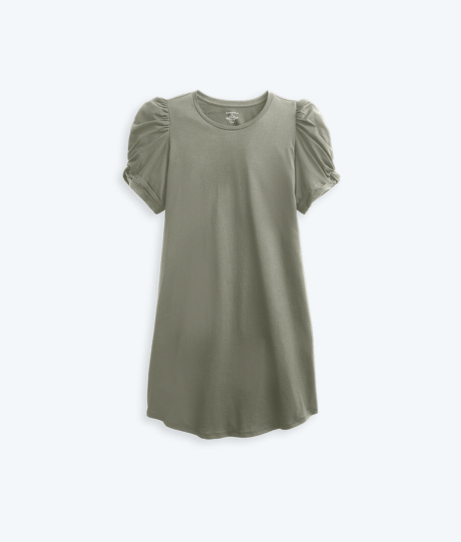 The Luxe Pima Twist-Sleeve T-Shirt Dress - Main